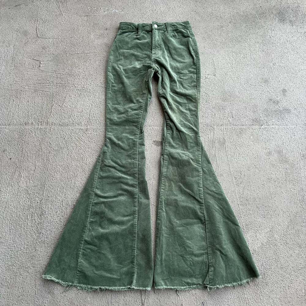 INSANE Saints & Hearts Olive Green Corduroy Bell Bottom Flare Pants